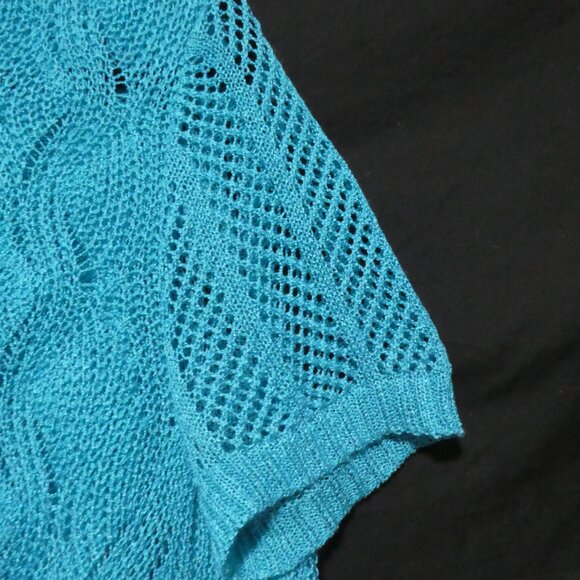 LAUREN MICHELLE | large | Turquoise Knit Short Sleeve Cardigan / Shrug | NWOT - Picture 12 of 16